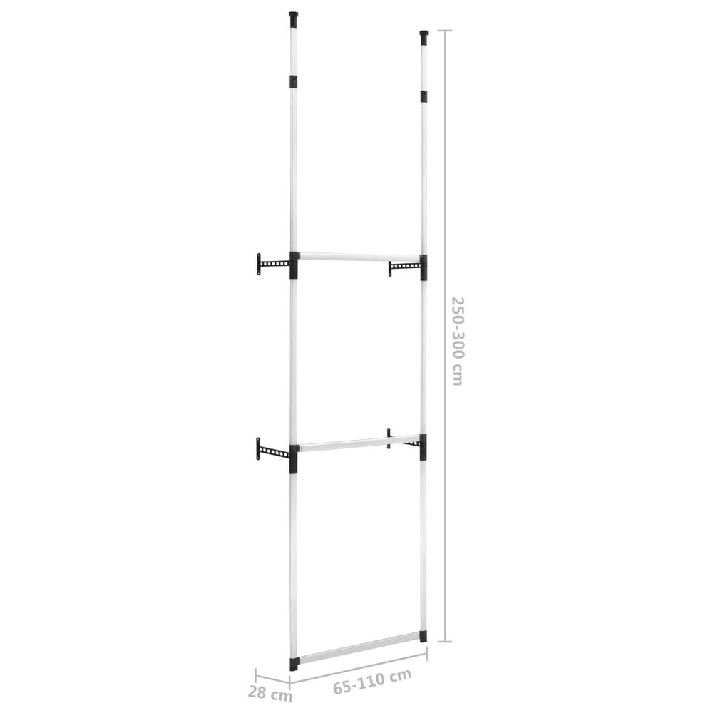 vidaXL Telescopic Wardrobe System with Rods Aluminum   25.6\