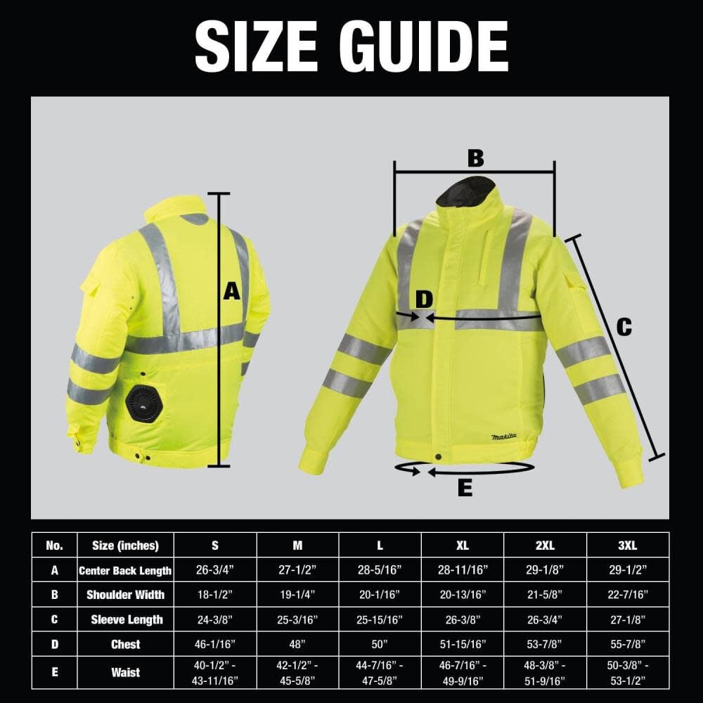 Makita 18V LXT Lithium-Ion Cordless High Visibility Fan Jacket Jacket Only (3XL) DFJ214Z3XL from Makita