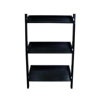 International Concepts 75.5 in. Black Wood 5-shelf Ladder Bookcase SH67-2660