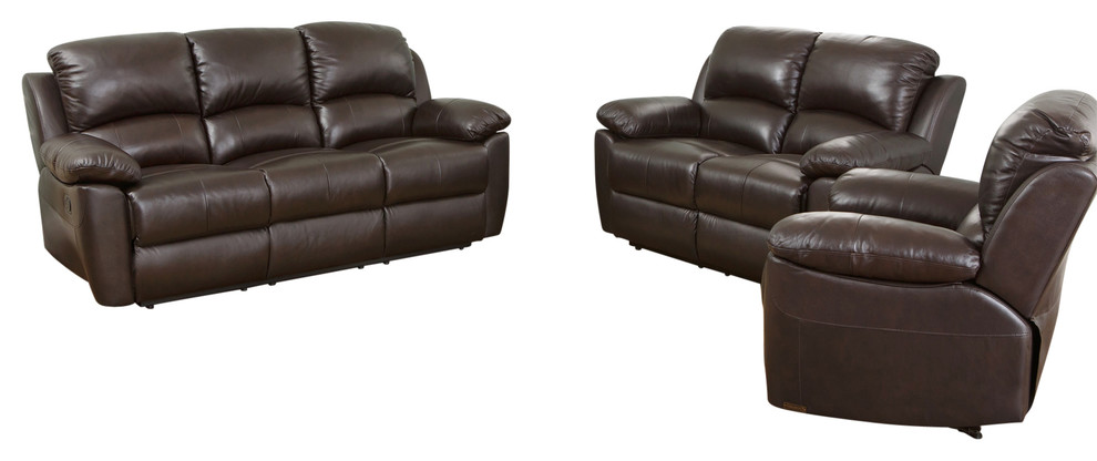 Toscana 3 Piece Leather Set  Brown   Contemporary   Living Room Furniture Sets   by Abbyson Living  Houzz