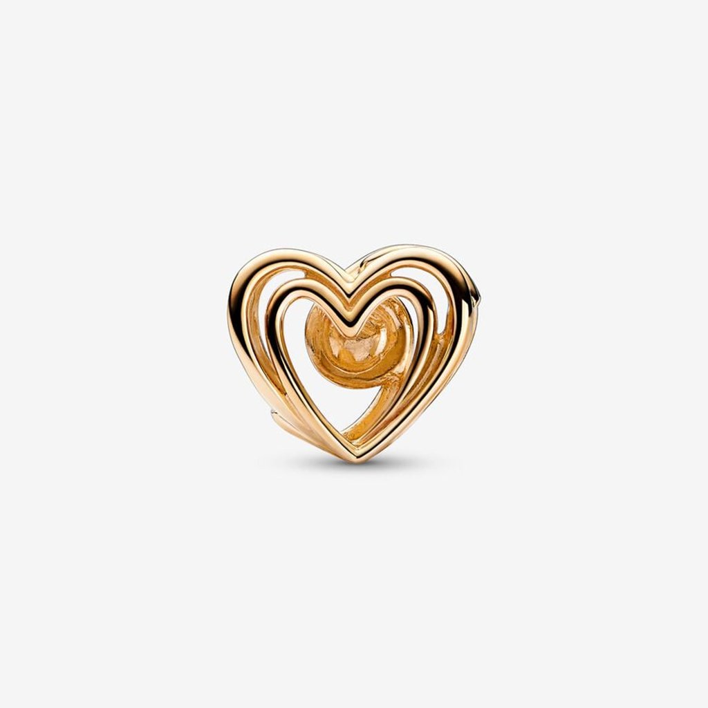 PANDORA  Openwork Swirling Heart & Treated Freshwater Cultured Pearl Charm