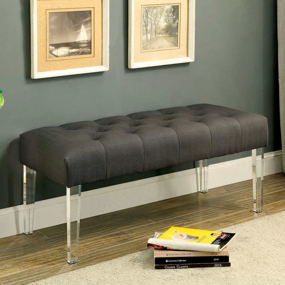 Noor Contemporary Fabric Button Tufted Accent Bench by Furniture of America