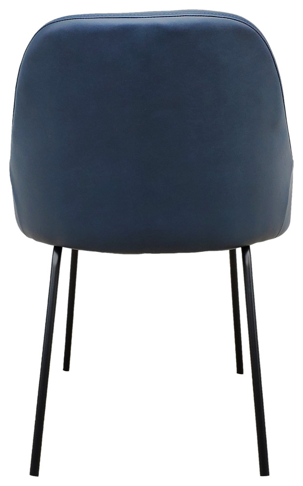 Vegan Blue Leather Dining Chair Low Back Slop Arms   Midcentury   Dining Chairs   by Sideboards and Things  Houzz