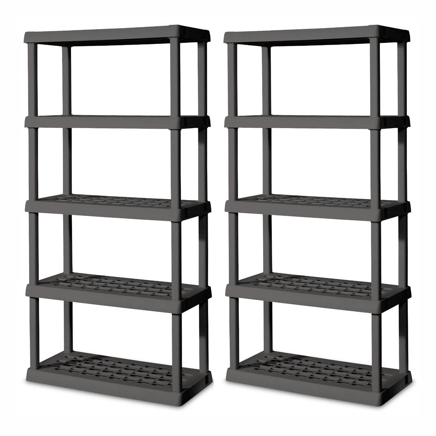 Sterilite Heavy-Duty 5-Shelf Ventilated Shelving Unit, Gray (2 Pack) | 0155V01