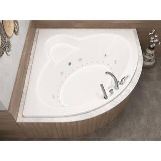 Universal Tubs Jasper Diamond 5 ft. Acrylic Corner Drop-in Air and Whirlpool Bathtub in White HD6060ADRX