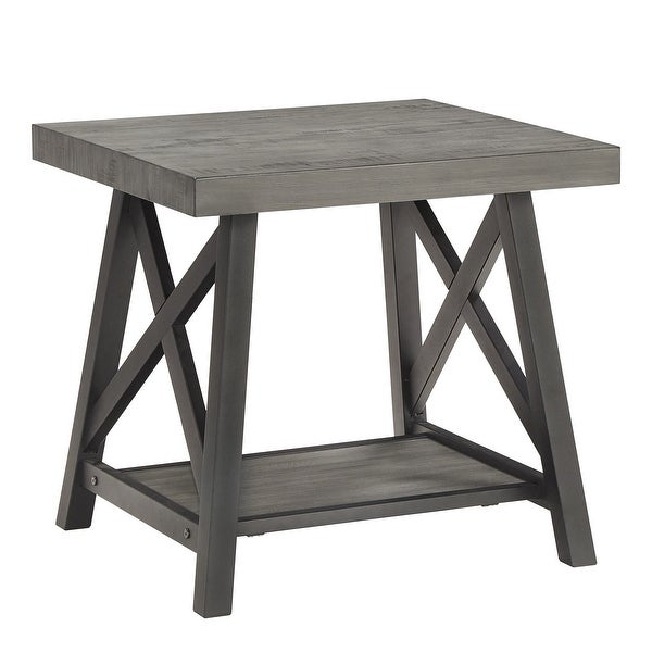 Bryson Rustic X-Base End Table with Shelf by iNSPIRE Q Classic