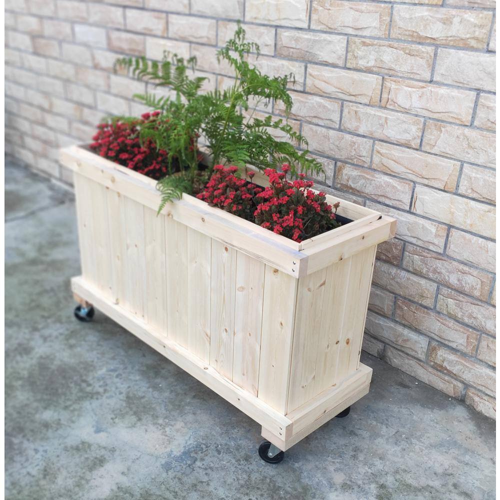 Ejoy 45 in. x 25 in. x 14 in. Solid Wood Mobile Planter Barrier WoodPlanter_45x25x14