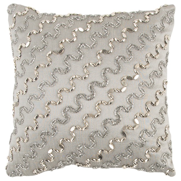 Striped Square Throw Pillow Silver Rizzy Home