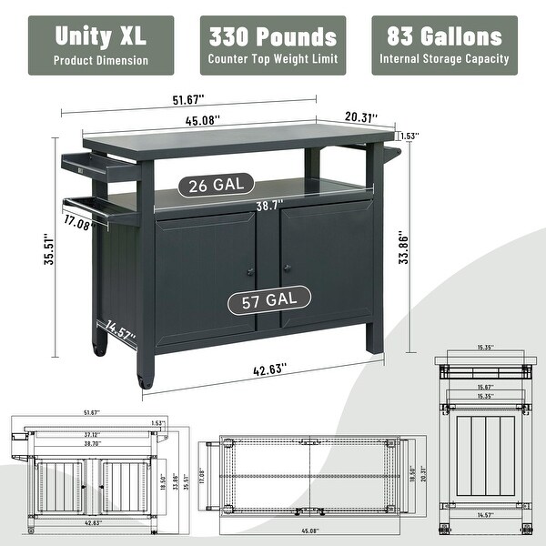 Metal Grill Carts Outdoor Storage Cabinet with Wheels