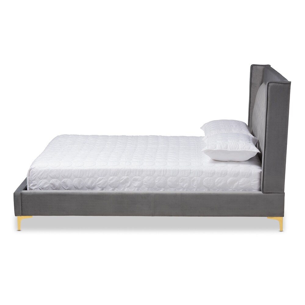 Contemporary Velvet Upholstered Tufted Glam Platform Bed