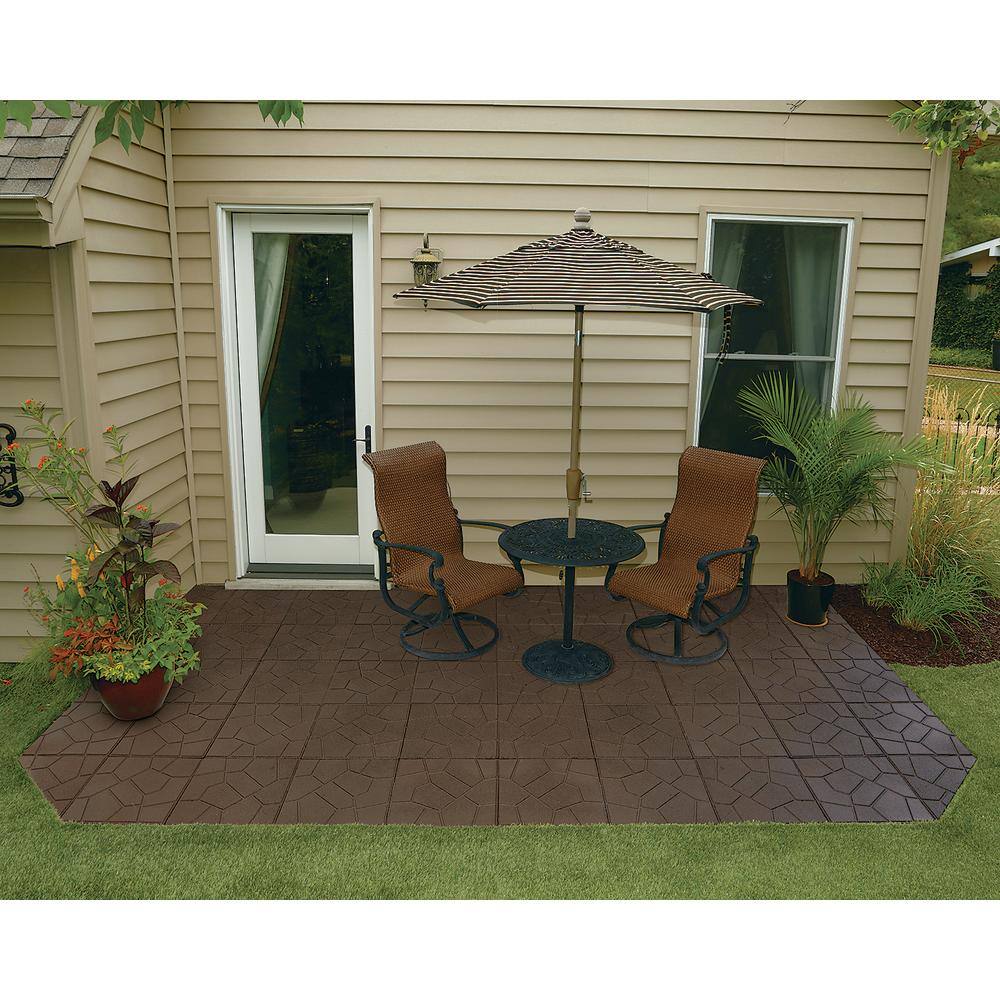 Rubberific 16 in. x 16 in. Brown Dual-Sided Rubber Paver (9-Pack) DCPVBN9