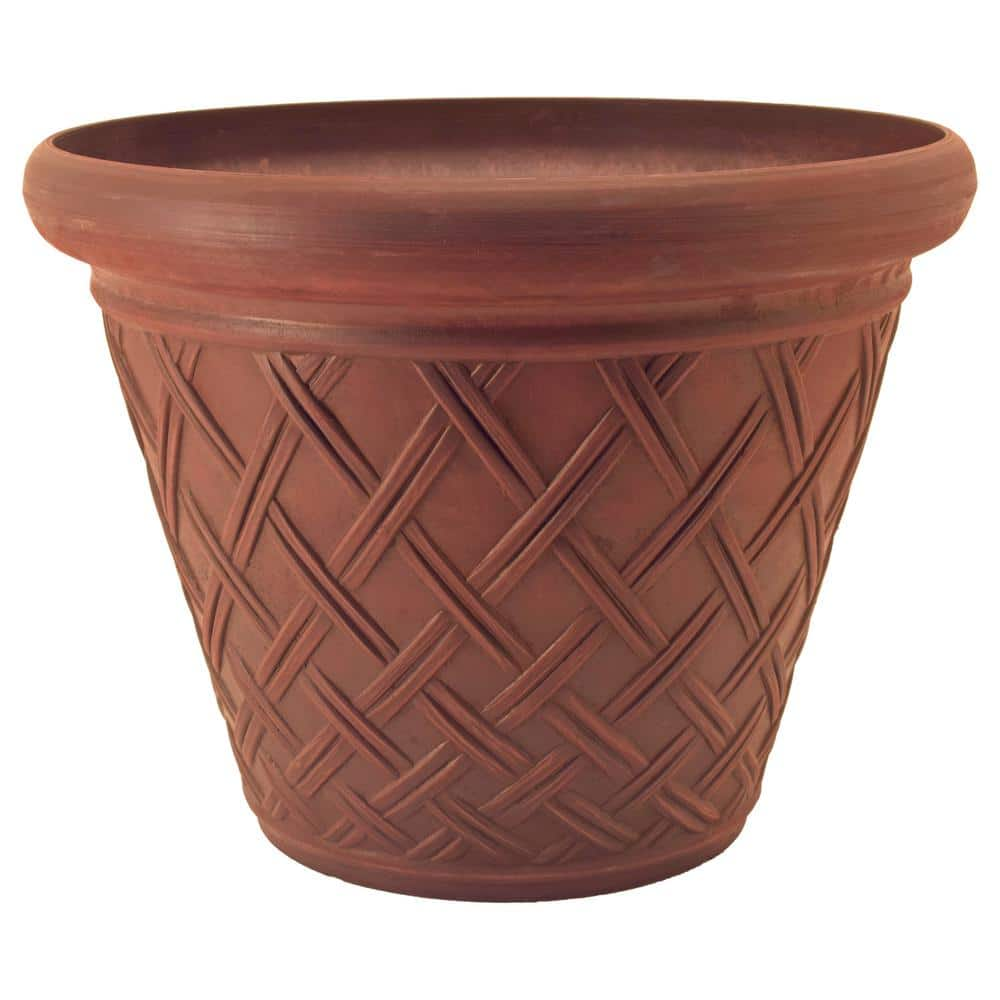 Arcadia Garden Products Basket Weave 18 in. x 14 in. Terra Cotta PSW Pot MB46TC