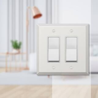 AMERELLE Oversized 2 Gang Rocker Steel Wall Plate - White 463RRW