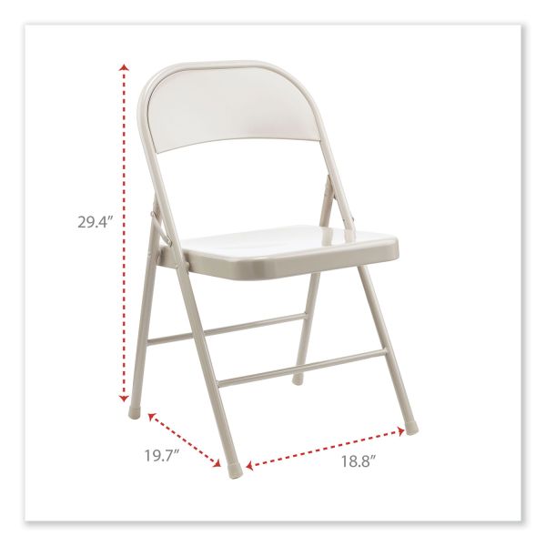 Alera Armless Steel Folding Chair， Supports Up to 275 lb， Taupe Seat， Taupe Back， Taupe Base， 4/Carton