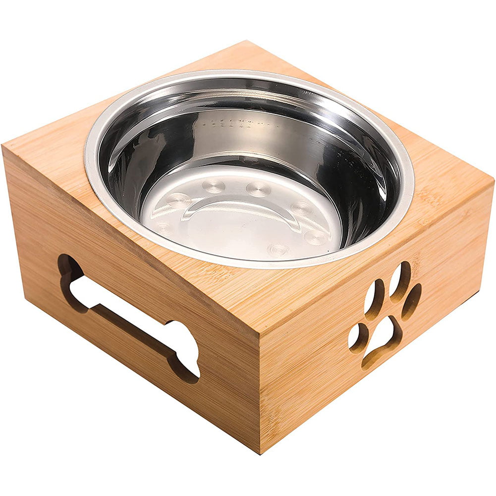 Kreigaven Raised Pet Bowls for Cats and Dogs Tilted Single Elevated Dog Cat Food and Water Bowls Stand Feeder for Small to Large Dogs and Cats M