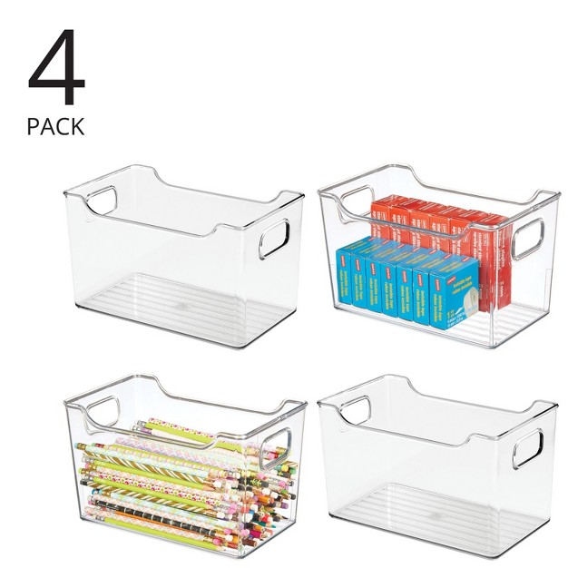 Mdesign Deep Plastic Office Storage Container Bin With Handles