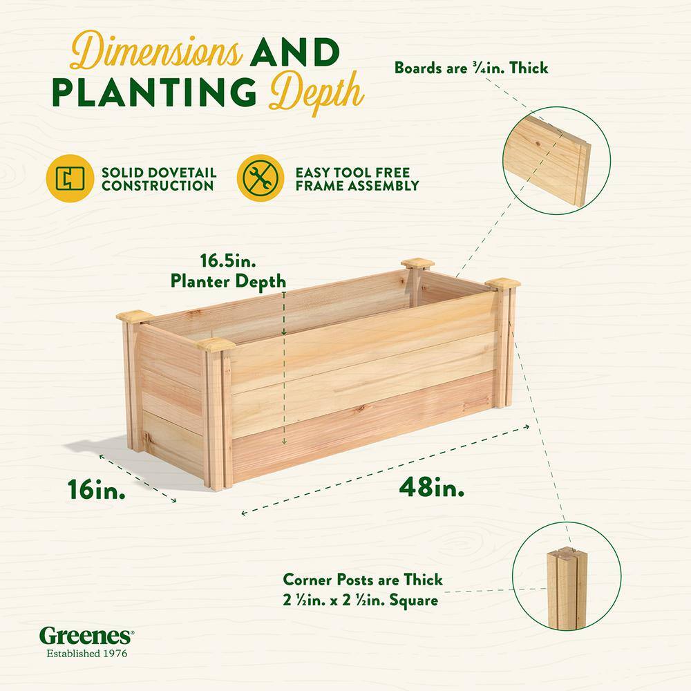 Greenes Fence 16 in. x 4 ft. x 16.5 in. Premium Cedar Raised Garden Bed RC164818P