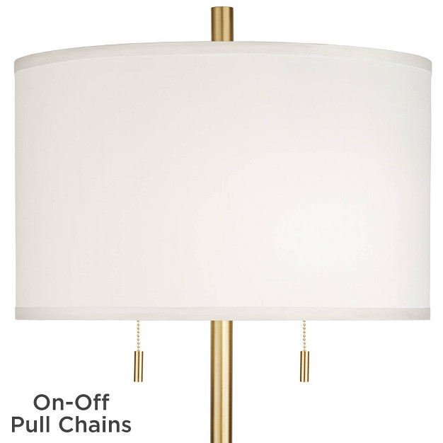 Tall Gold Metal White Linen Drum Shade For Living Room Reading House Bedroom Office