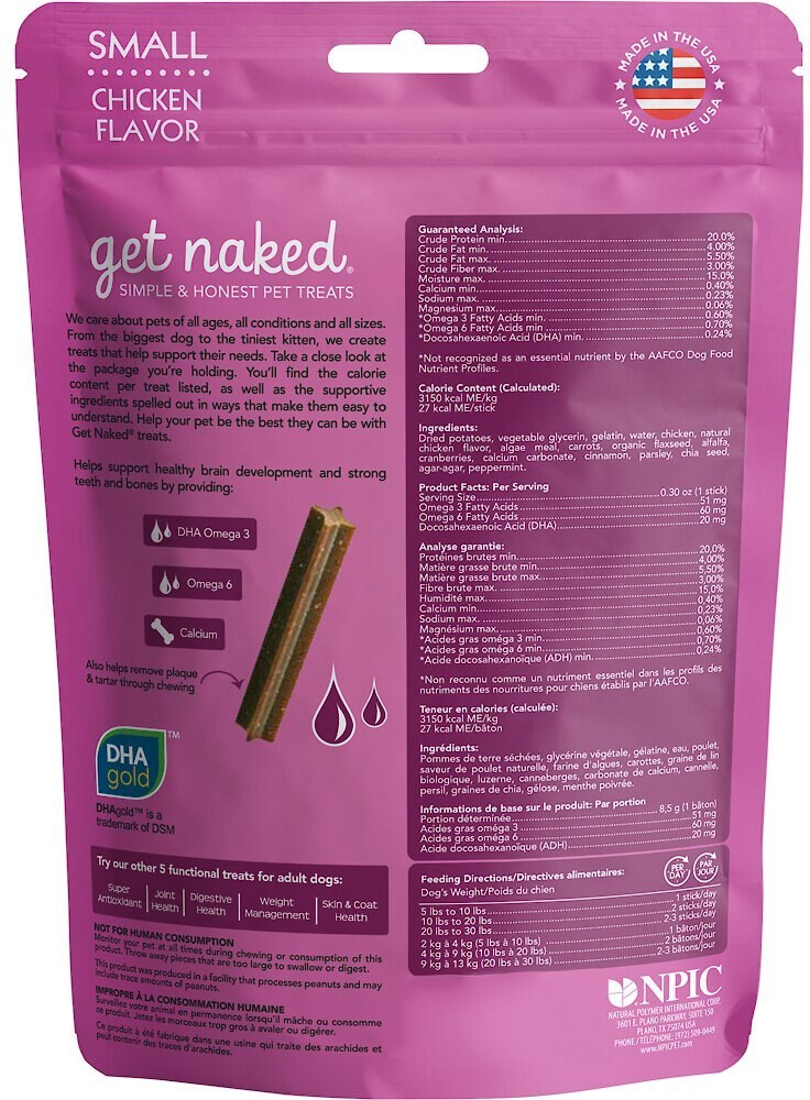 Get Naked Puppy Health Grain-Free Dental Stick Dog Treats