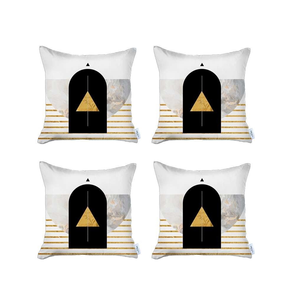 Set of 4 Geometric Printed Pillow Covers