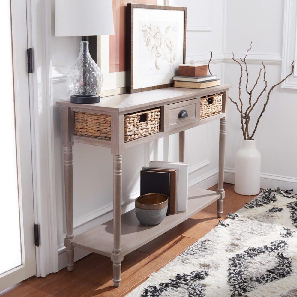 Marissa Console Table With Storage Vintage White   French Country   Console Tables   by V.S.D Furniture  Houzz