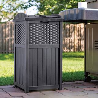 33 Gal. Resin Dark Grey Outdoor Hideaway Patio Trash Can TG22236