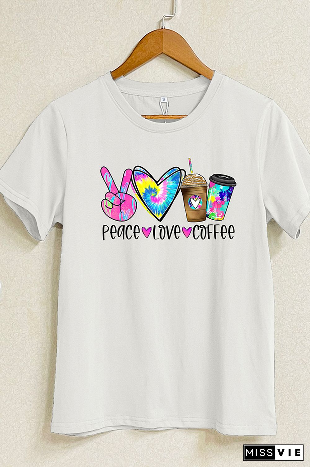 Peace Love Coffee Short Sleeve Graphic Tee Wholesale