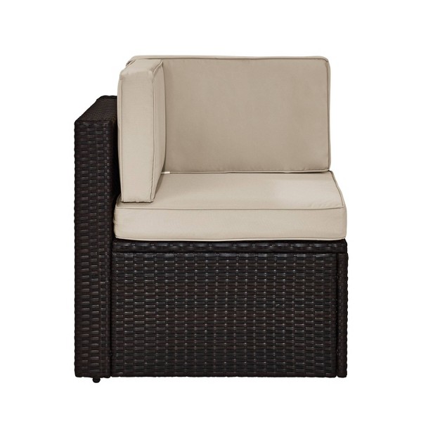 Palm Harbor Outdoor Wicker Corner Chair Sand Crosley