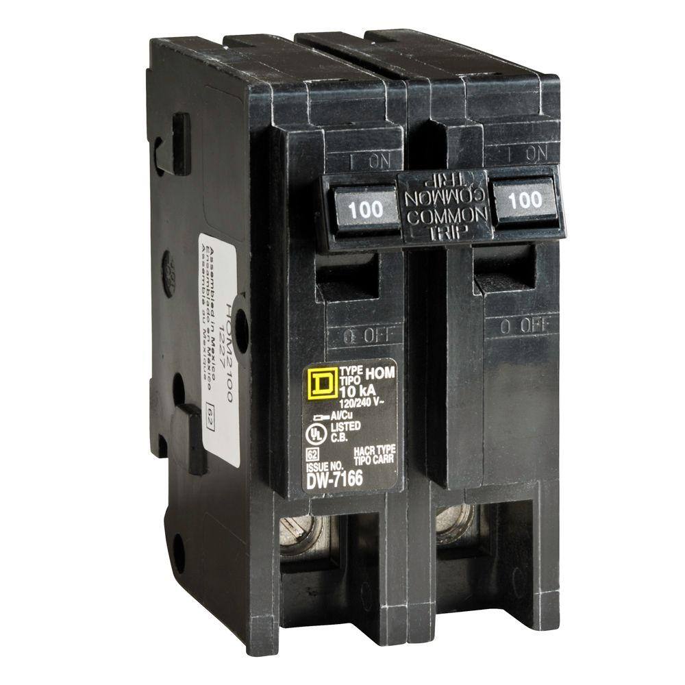 Square D Homeline 100 Amp 2-Pole Circuit Breaker HOM2100CP