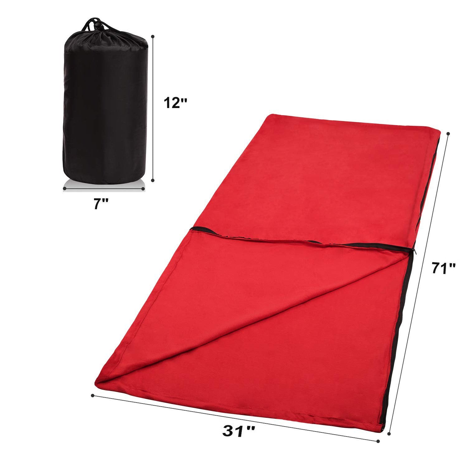 ASR Outdoor Ultra Soft Fleece Sleeping Bag Liner for Cold Weather Camping Warmth, 71  inches