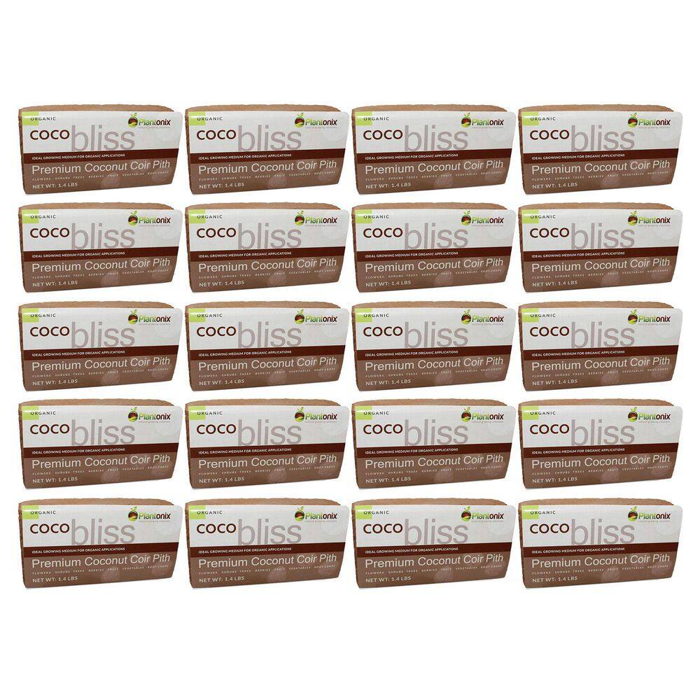 Plantonix Coco Bliss Premium Organic Coconut Coir Pith 650GM Bricks (20-Pack) B06ZZNY82S