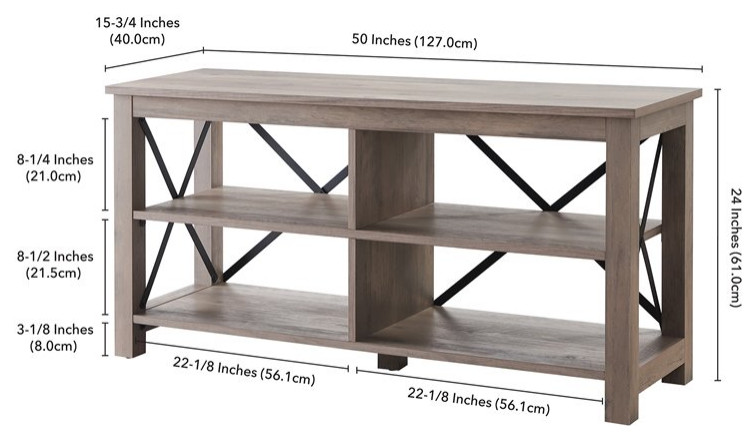 Henn ampHart 50 quotGray Oak/Metal TV Stand   Transitional   Entertainment Centers And Tv Stands   by Homesquare  Houzz