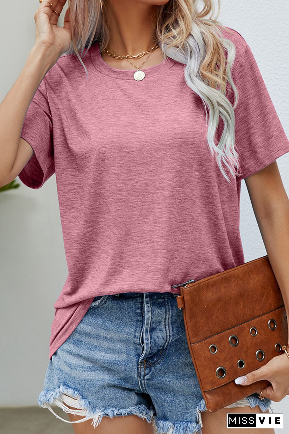 Plain Round Neck Basic Jersey Tee