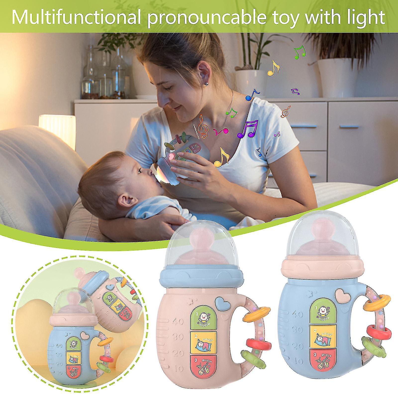 Baby Bottle Early Education Machine Rattle Detachable Multi functional Bilingual Pronunciation Baby Toy With Light