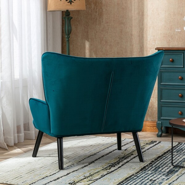 Double Fabric Upholstered Armchair High Back Accent Chair