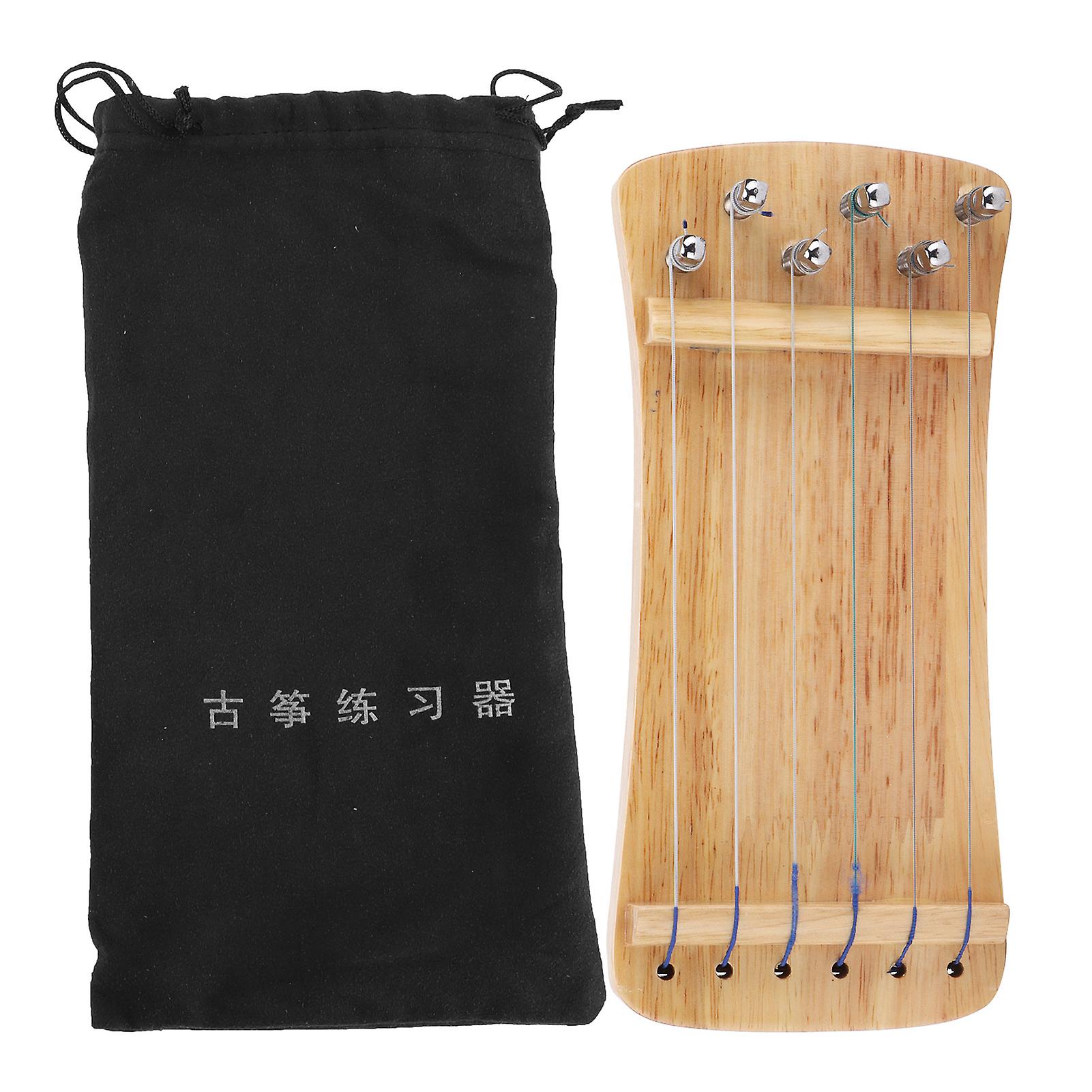 Guzheng Finger Trainer Wooden 6-string Mini Musical Instrument Fingering Practice Tool