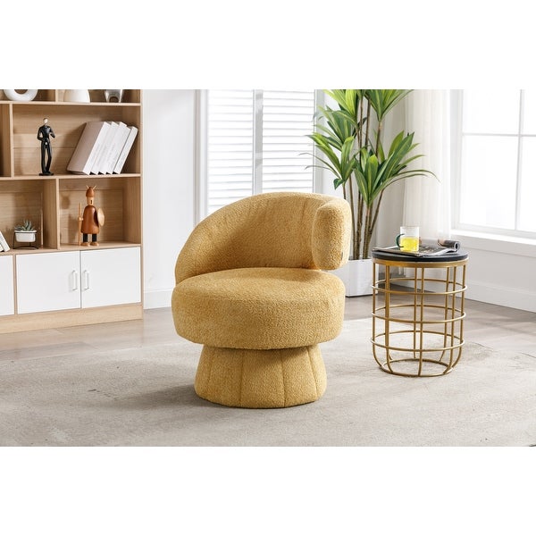 360 Degree Swivel Barrel Accent Chair， Unique Design Chenille Chair， Lazy Single Sofa for Living Room