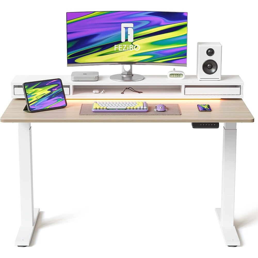 FEZIBO/Home Office Fuirniture/Wood/Standing Desk With 2 Drawers Storage /Desks