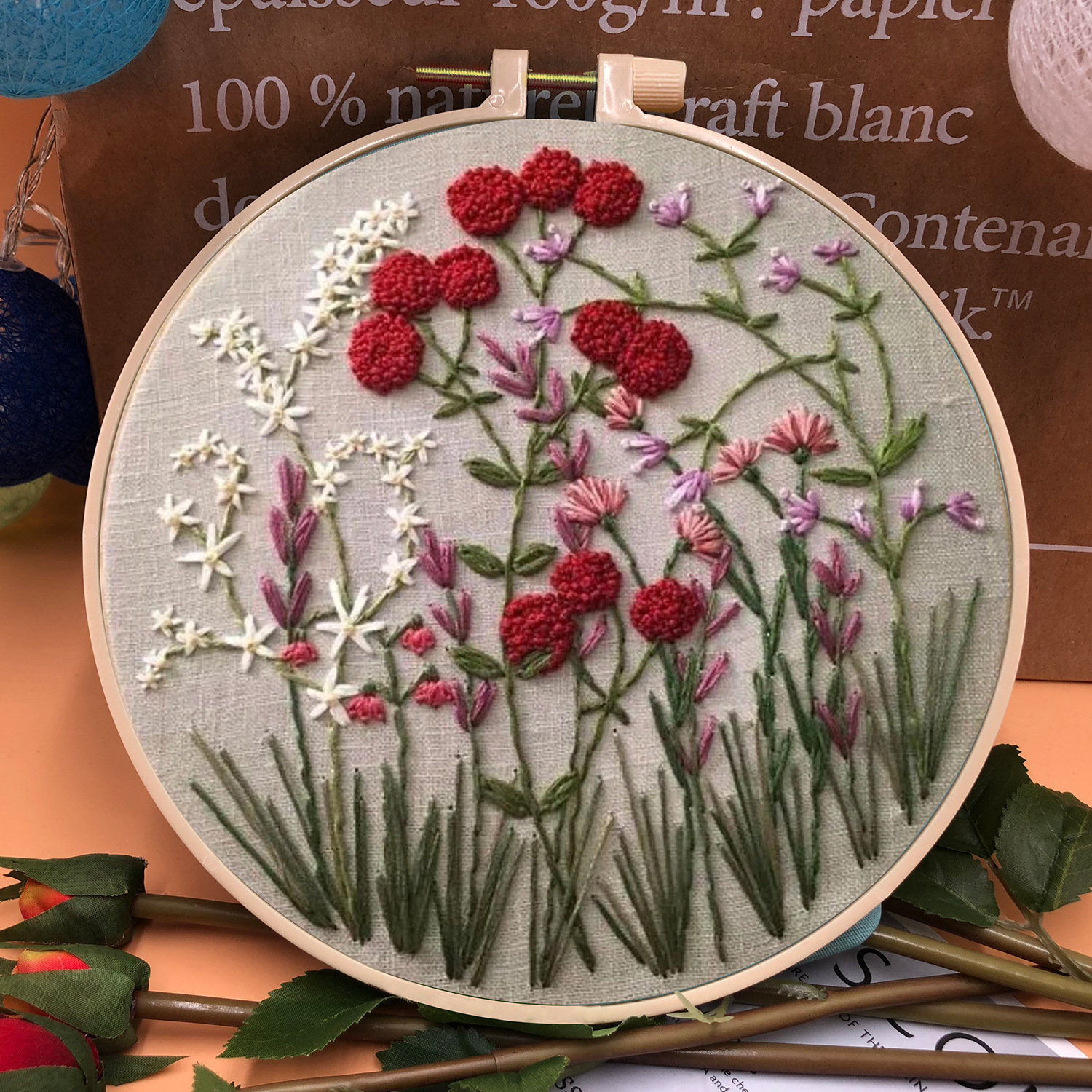 47% OFF - Perfect Gift - Embroidery  Hoop Flower Kit for Beginner