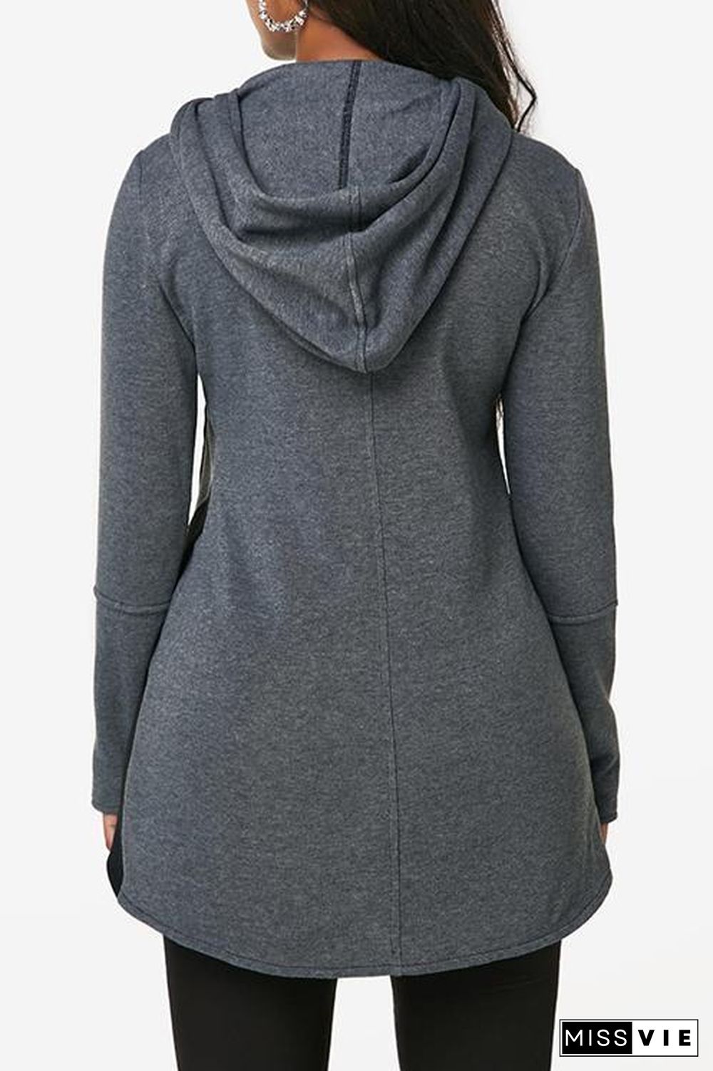 Side Zipper Contrast Coat Hoodie