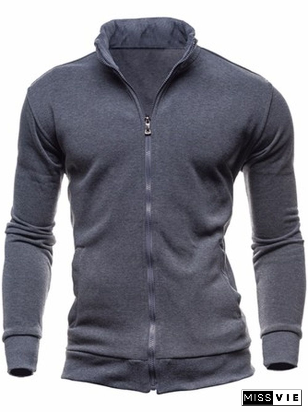 Long Sleeve Cotton Stand Collar T-shirt