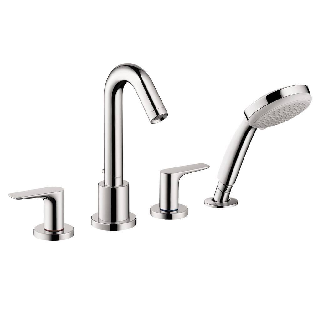 Hansgrohe Logis 2-Handle Deck Mount Roman Tub Faucet with Hand Shower in Chrome 71513001