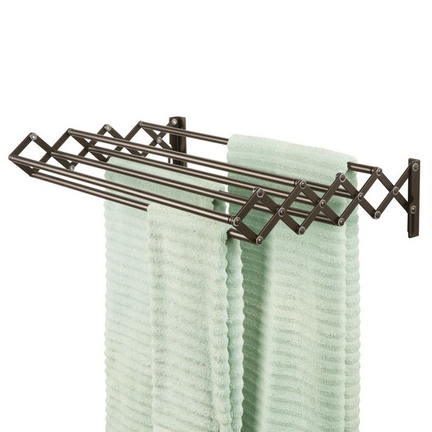 Mdesign Steel Wall Mount Accordion Expandable Clothes Air Drying Rack