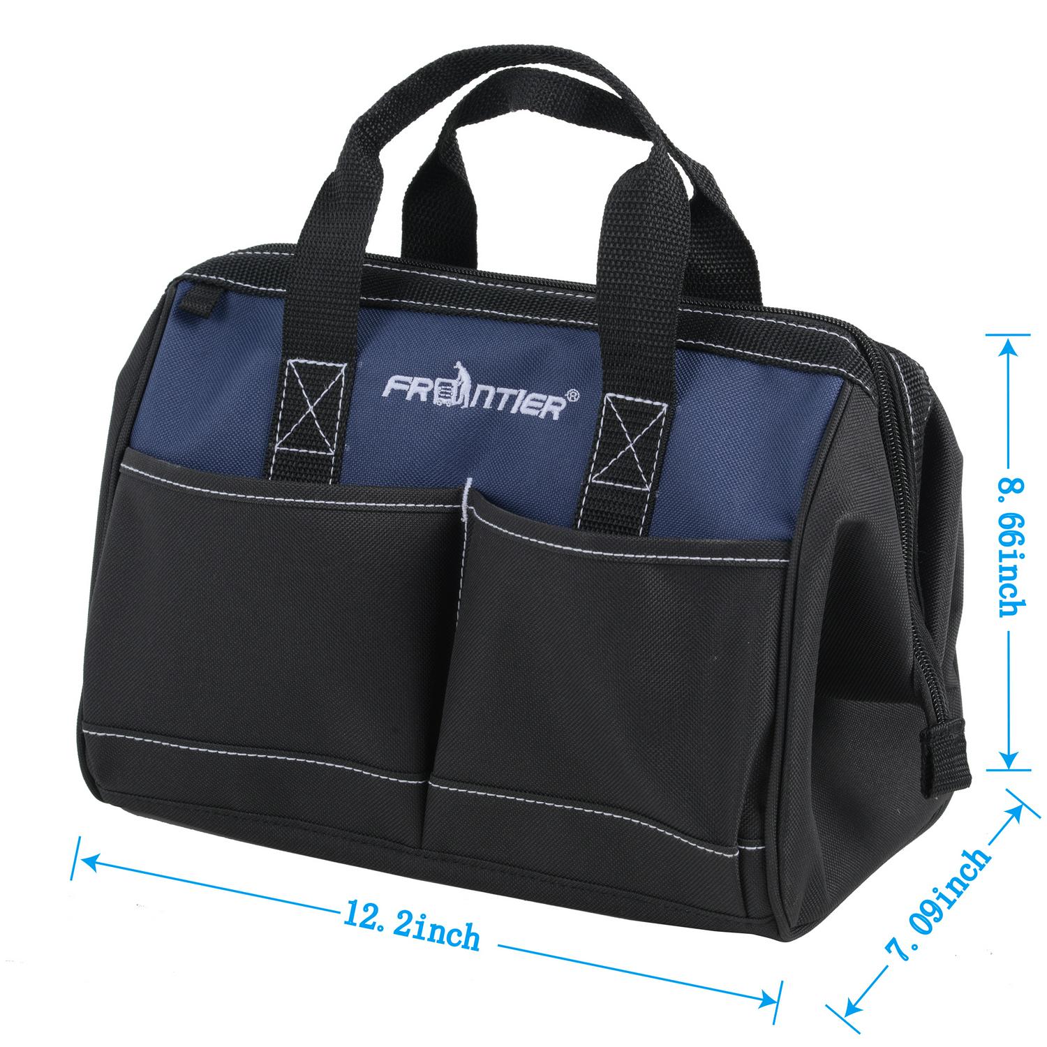 Frontier 3 Piece Tool Bag Combo Set with 15-inch Rolling Tool Bag， 12-inch Tool Bag and Insulated Cooler Bag