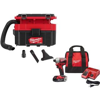 MW M18 FUEL PACKOUT 18-Volt Lithium-Ion Cordless 2.5 Gal. WetDry Vacuum with M18 14 in. Compact Impact Driver Kit 0970-20-2850-21P