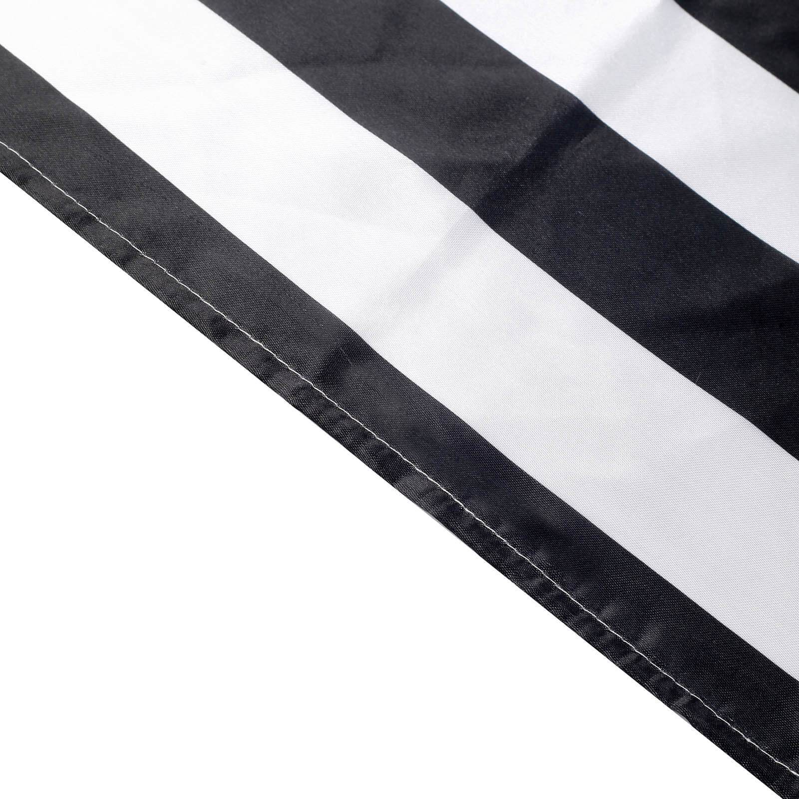 5 Pack Black and White Striped Satin Cloth Dinner Napkins 20