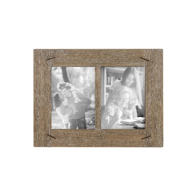 5x7 Inch 2 Photo Weathered Picture Frame Wood Mdf amp Glass By Foreside Home amp Garden