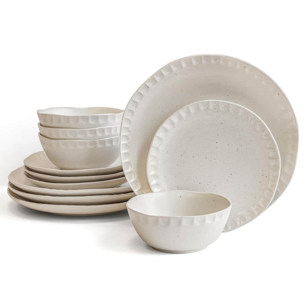 Over and Back 12-pc Cream Dinnerware Set (Service of 4) 922512