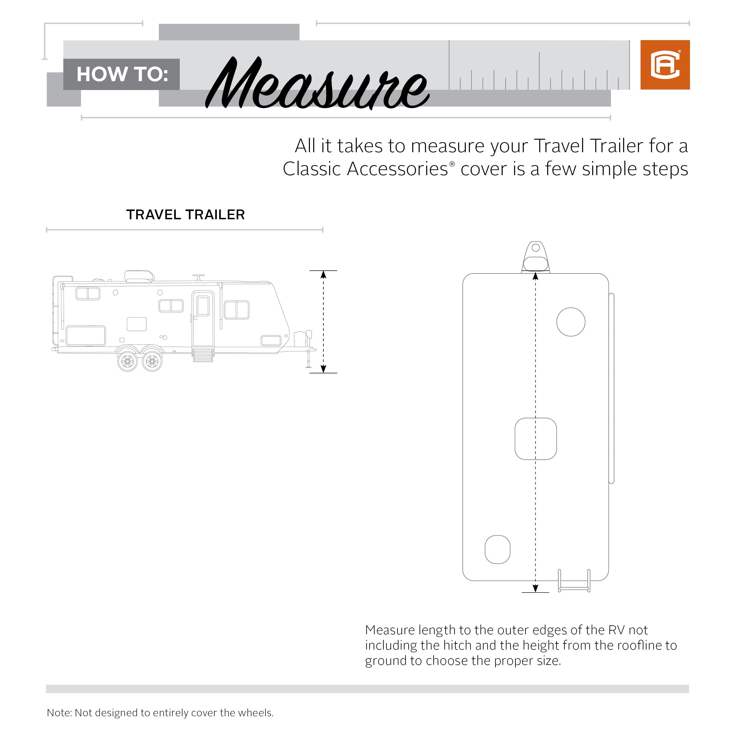 Classic Accessories Over Drive SkyShield Deluxe Water-Repellent Travel Trailer Cover， Fits 15' - 18'L x 114