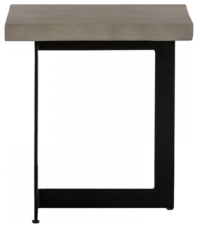 Mya Modern Concrete and Black Metal End Table   Industrial   Side Tables And End Tables   by Rustic Home Furniture Deco  Houzz